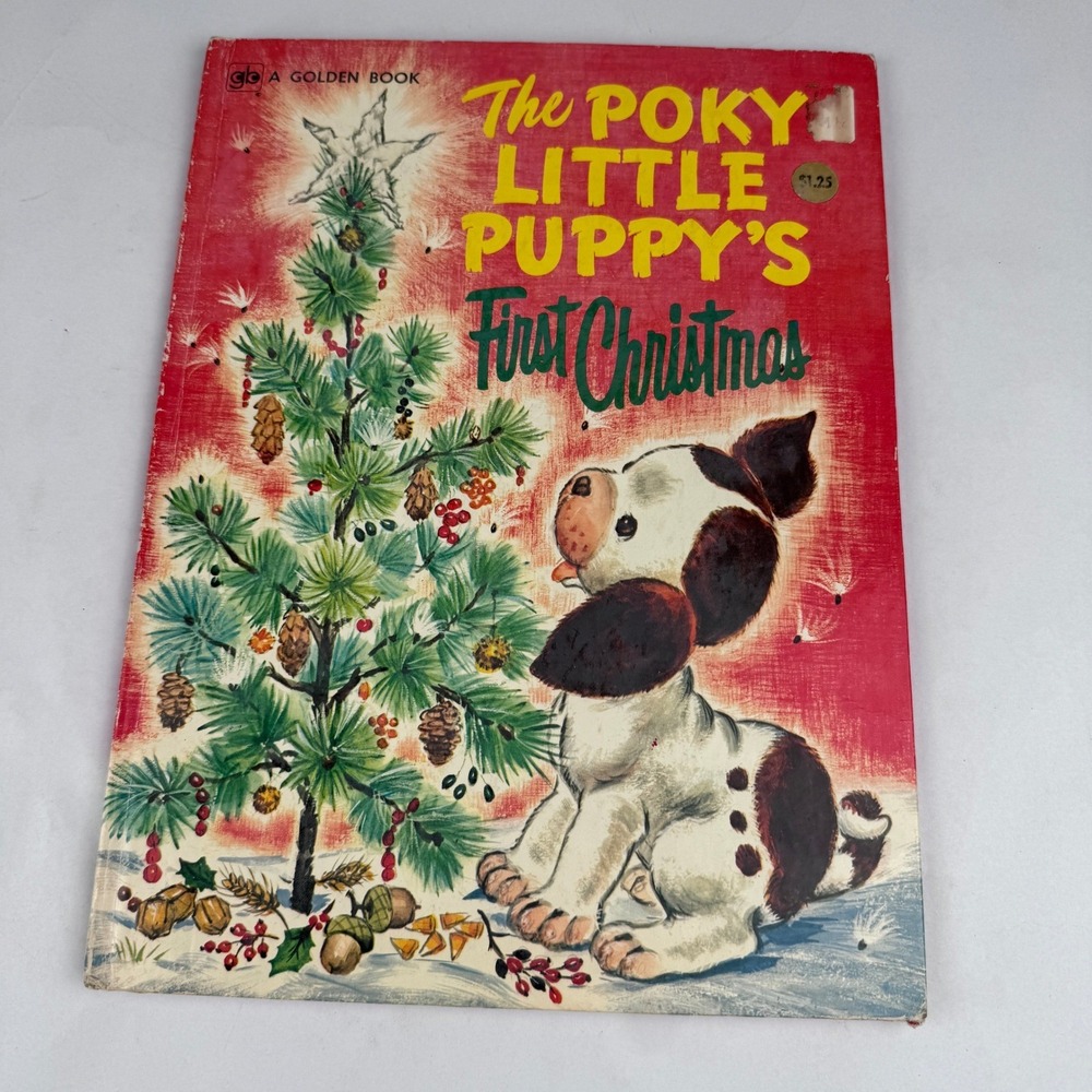 Vintage Golden Press The Poky Little Puppy's First Chirstmas Giant Golden Book